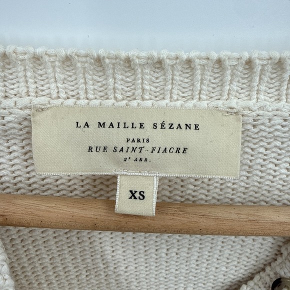 Sezane Womens Brown Ecru Leontine Knit Sweater Size XS 100% Cotton French Style - Picture 6 of 10